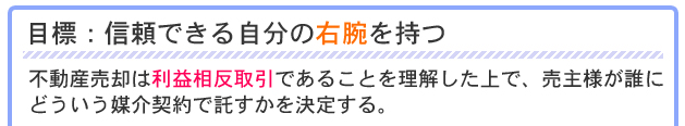 不動産売却は利益相反取引であることを理解した上で、売主様がどういう媒介契約で託すかを決定する。